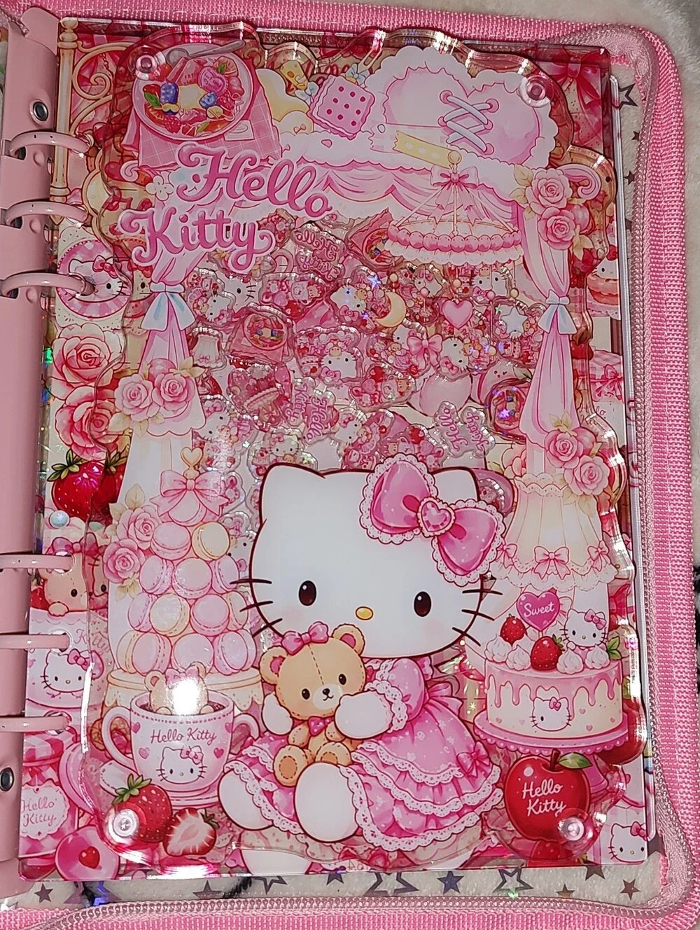 New! A5 Size Hello Kitty Shaker Notebook With Paper,Divider & Protective Cover